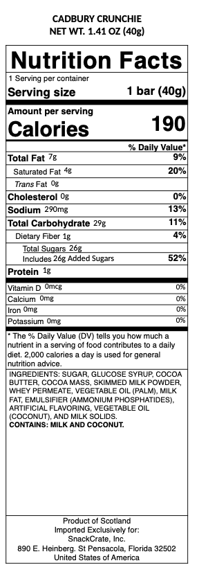 snack nutrional info