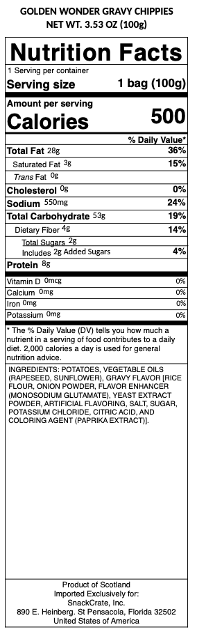snack nutrional info