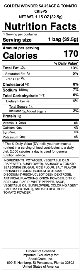 snack nutrional info