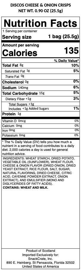 snack nutrional info