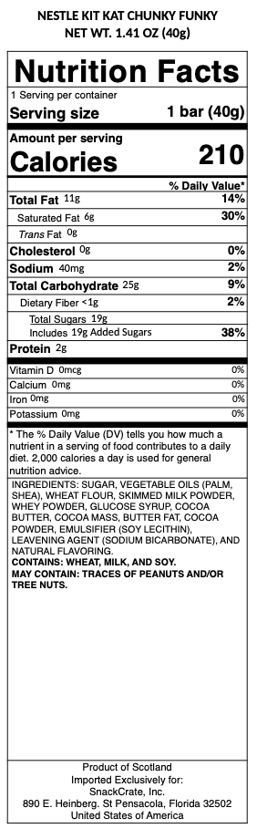 snack nutrional info