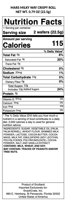 snack nutrional info