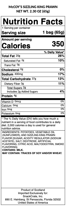snack nutrional info