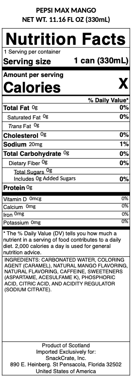 snack nutrional info