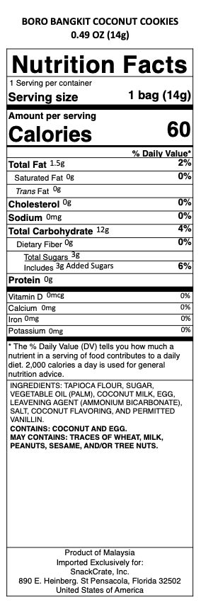 snack nutrional info