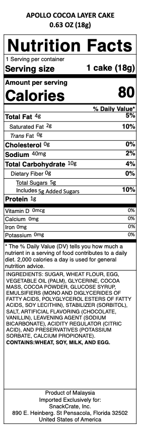 snack nutrional info