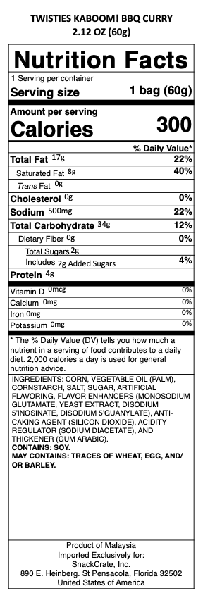 snack nutrional info