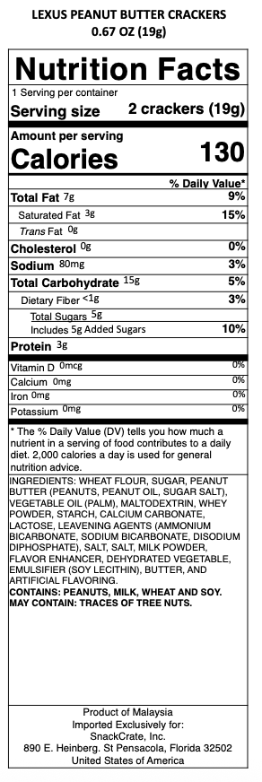 snack nutrional info