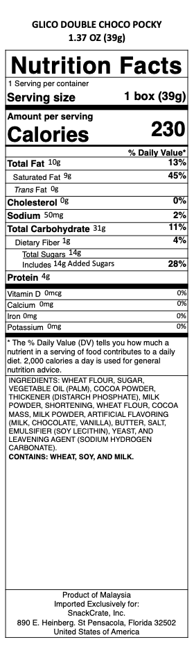 snack nutrional info