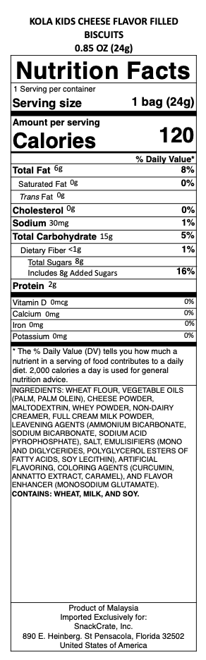 snack nutrional info