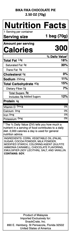 snack nutrional info