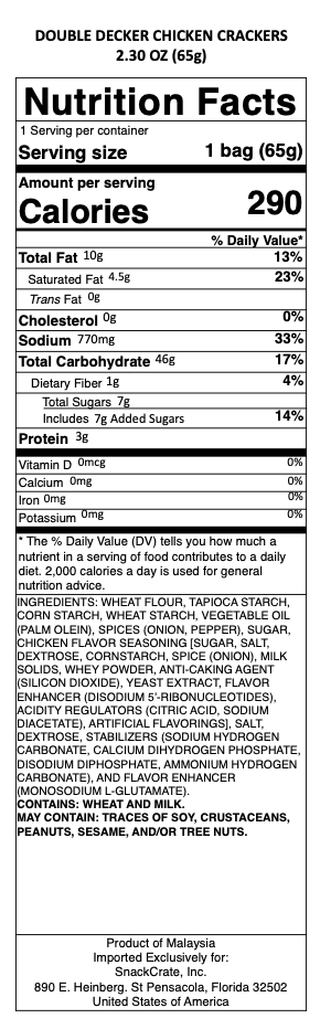 snack nutrional info
