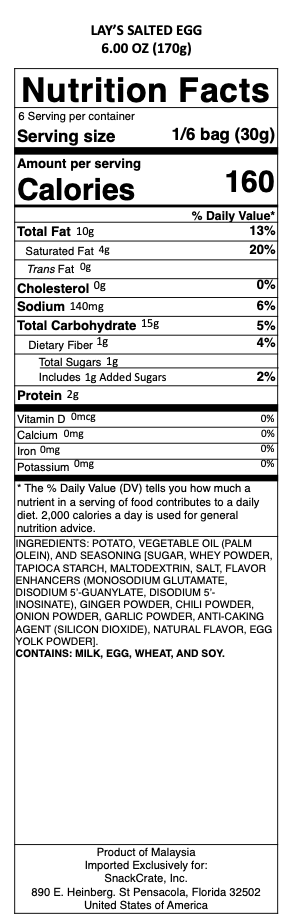 snack nutrional info