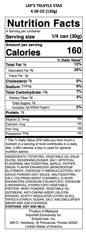 snack nutrional info