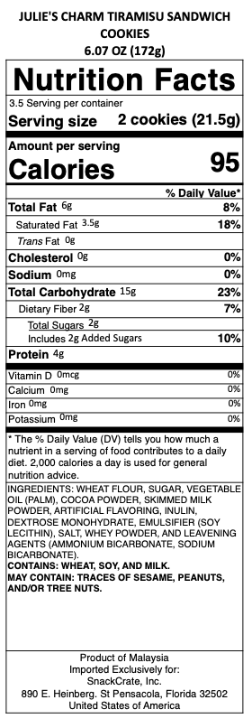 snack nutrional info