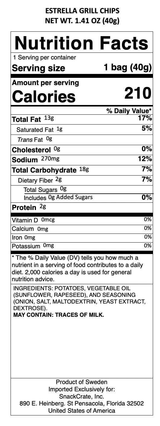 snack nutrional info
