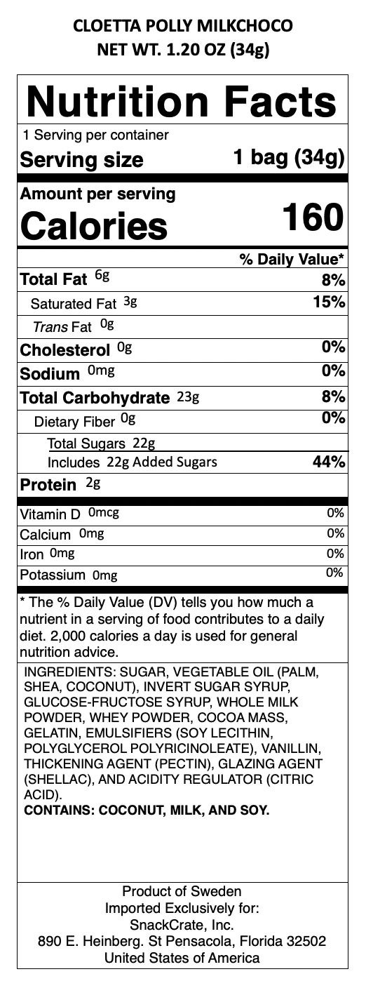 snack nutrional info