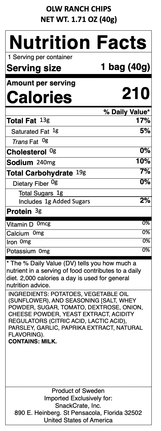 snack nutrional info