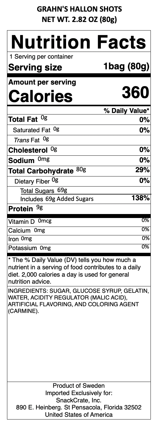 snack nutrional info