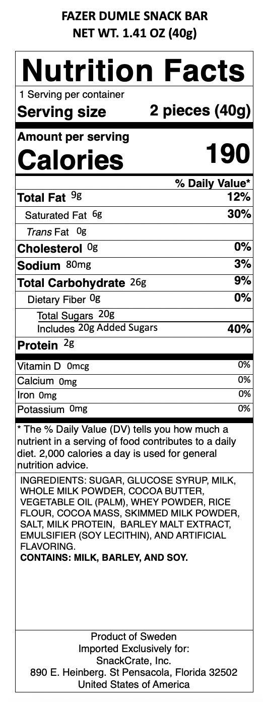 snack nutrional info