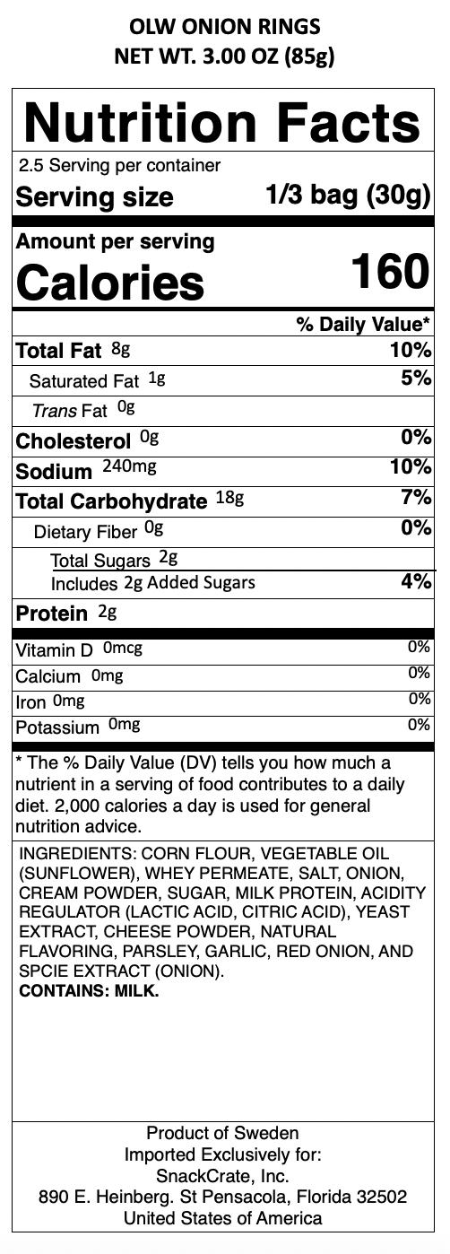 snack nutrional info