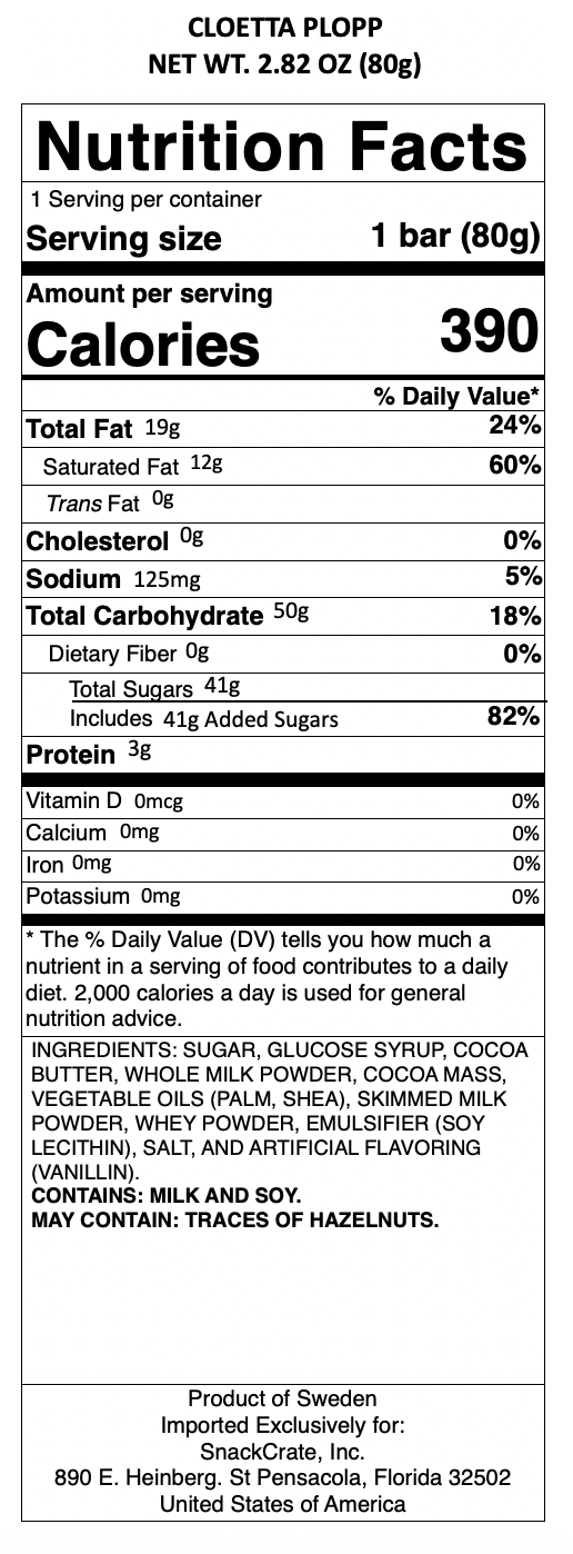 snack nutrional info