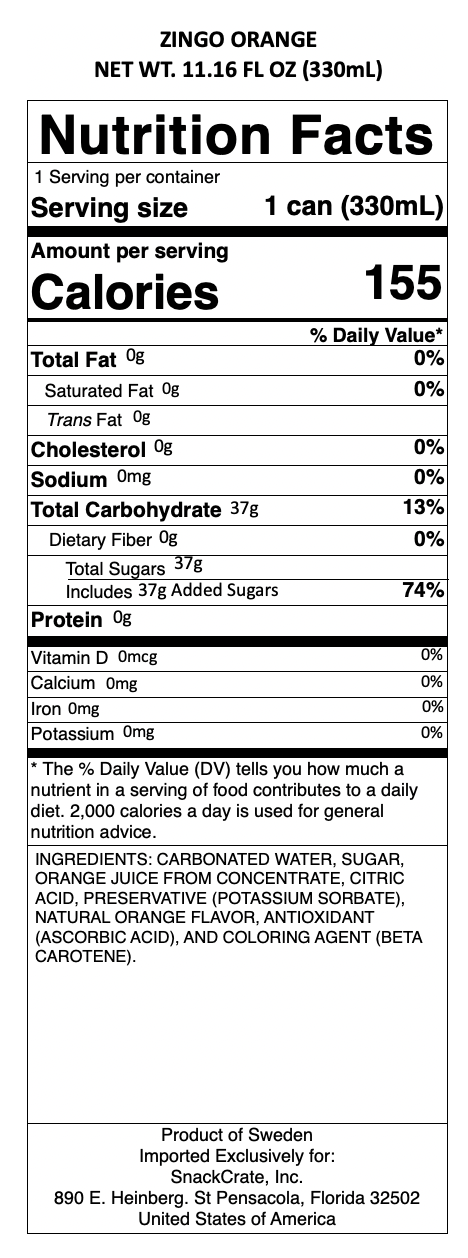 snack nutrional info