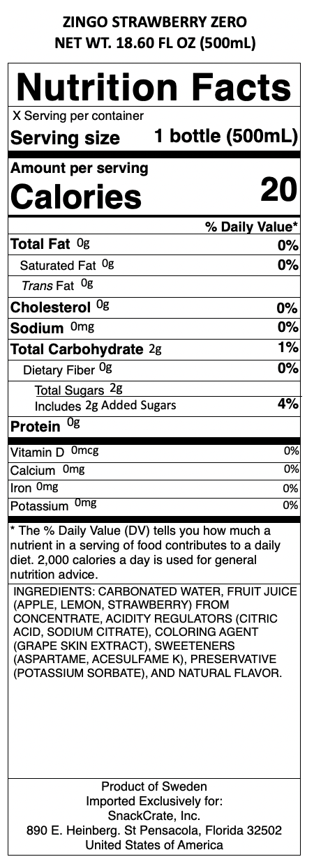snack nutrional info