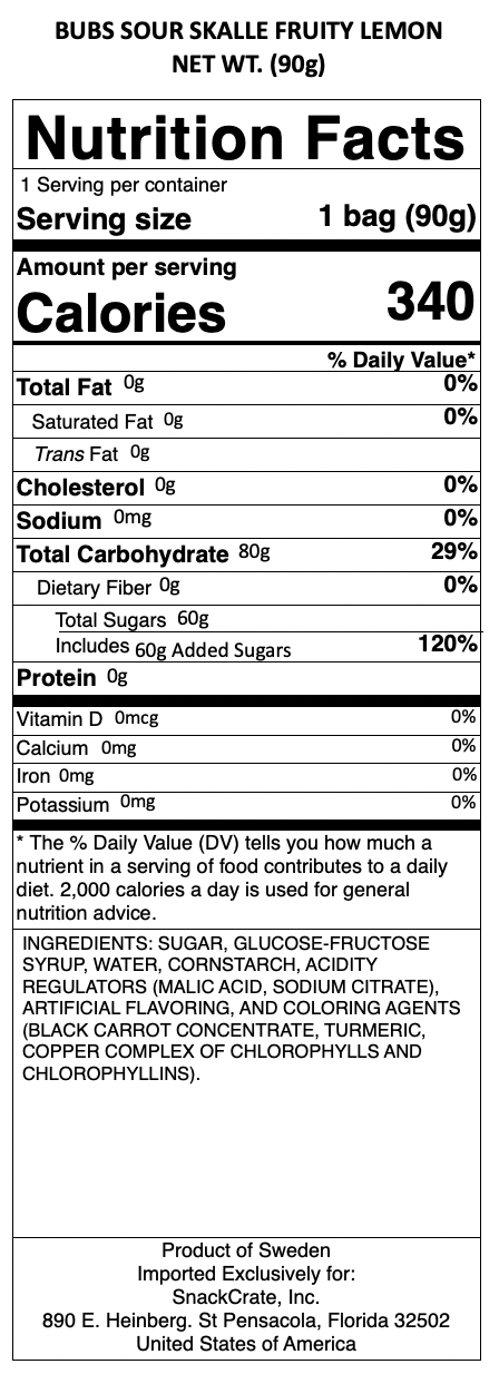 snack nutrional info