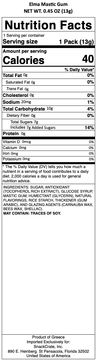 snack nutrional info