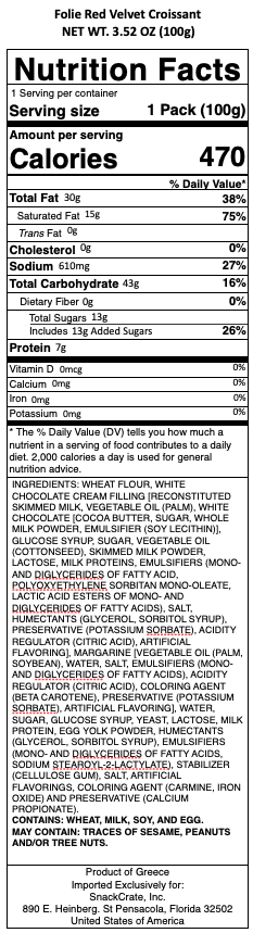 snack nutrional info