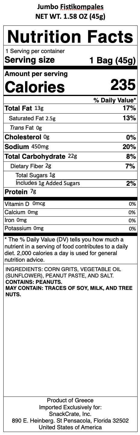 snack nutrional info