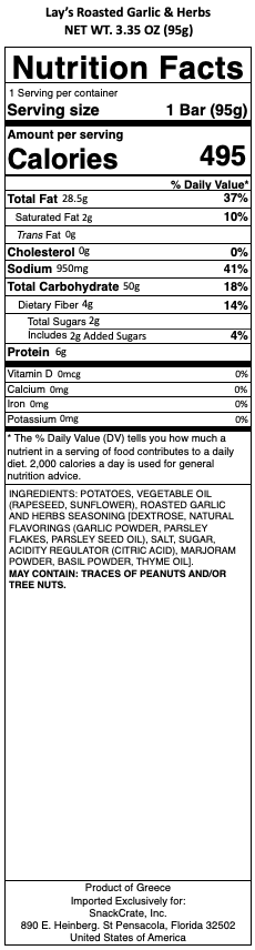 snack nutrional info