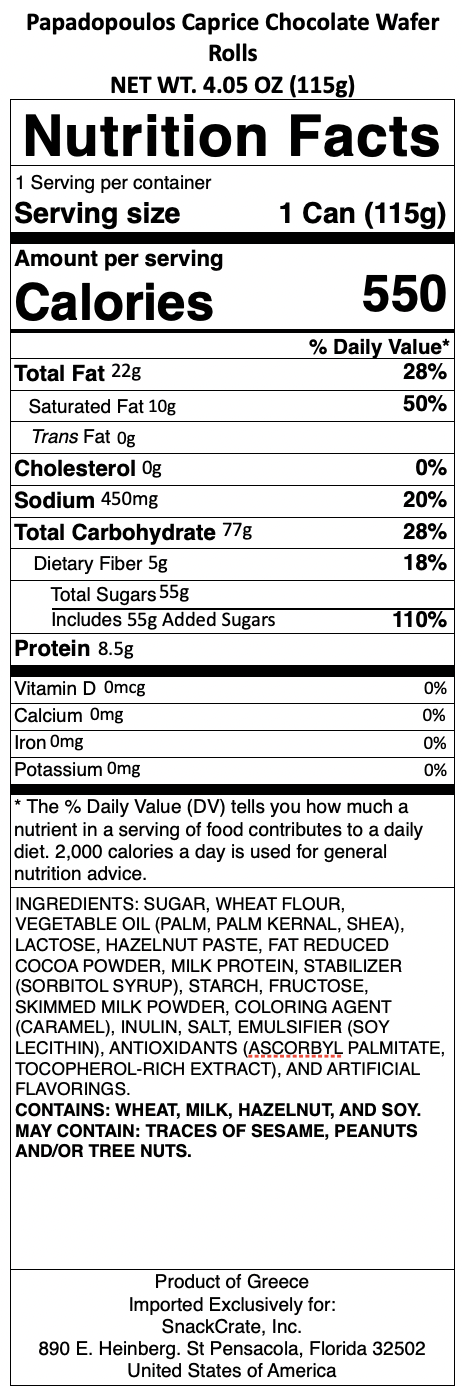 snack nutrional info