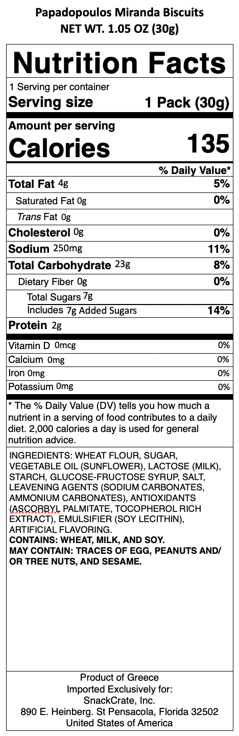 snack nutrional info