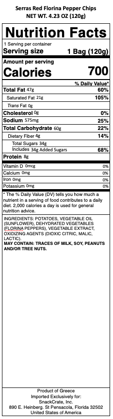 snack nutrional info