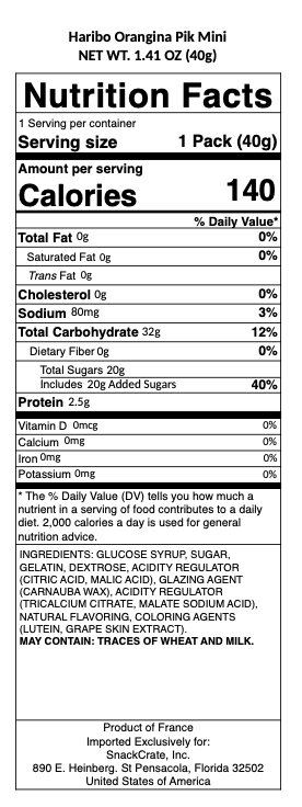 snack nutrional info