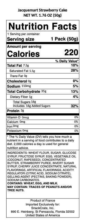 snack nutrional info