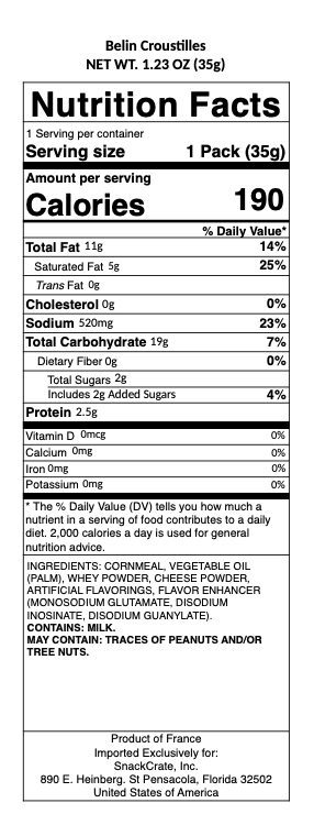 snack nutrional info