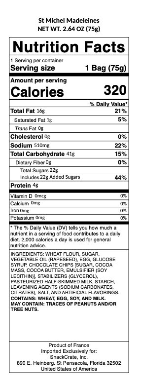 snack nutrional info