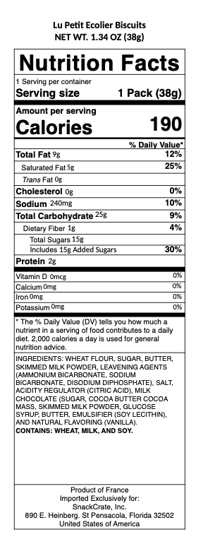 snack nutrional info