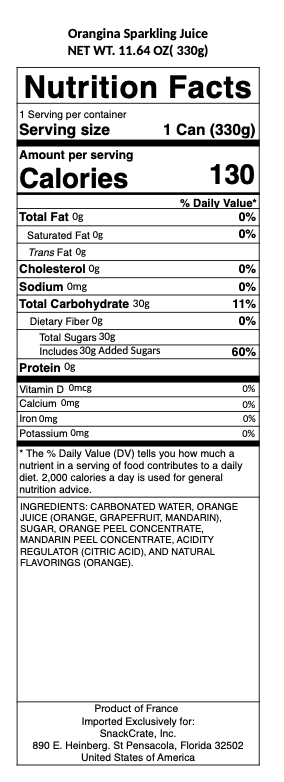 snack nutrional info