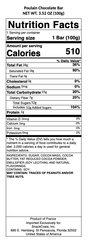 snack nutrional info