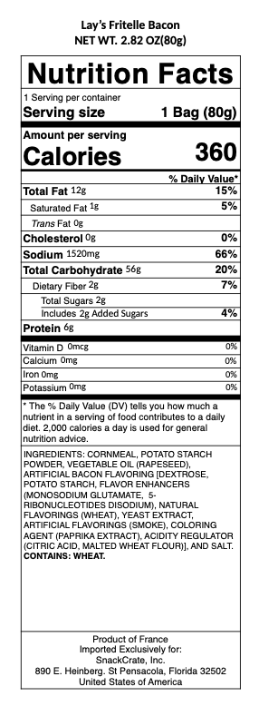 snack nutrional info