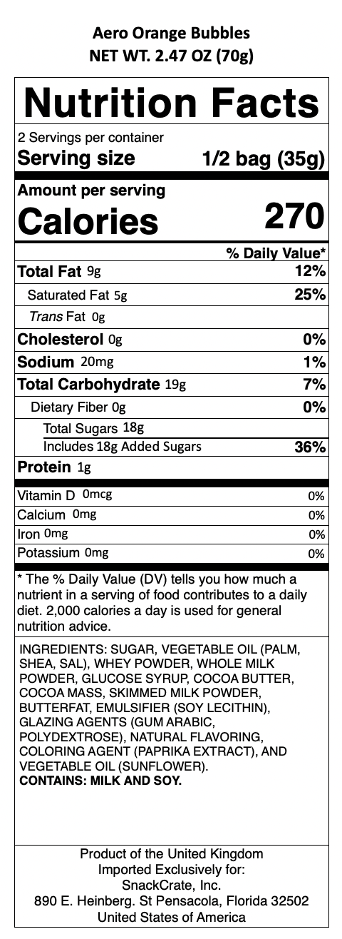 snack nutrional info