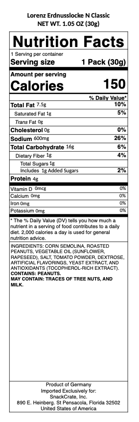 snack nutrional info