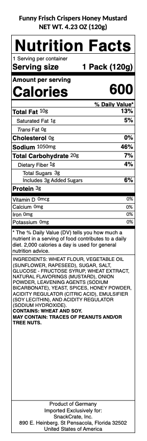 snack nutrional info