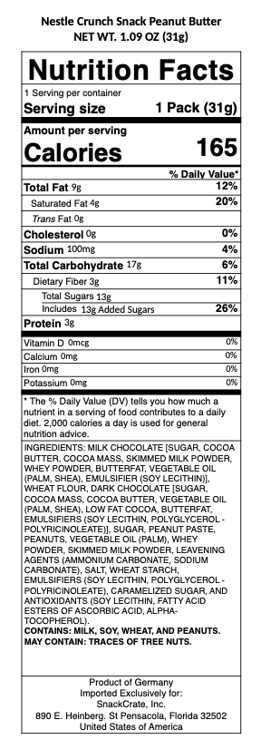 snack nutrional info