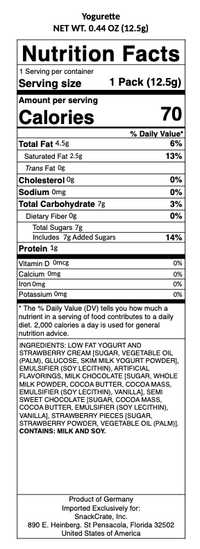 snack nutrional info