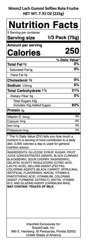 snack nutrional info